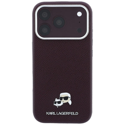 Karl Lagerfeld Grained Choupette Head Metal MagSafe case for iPhone 18 Pro Max - burgundy_2