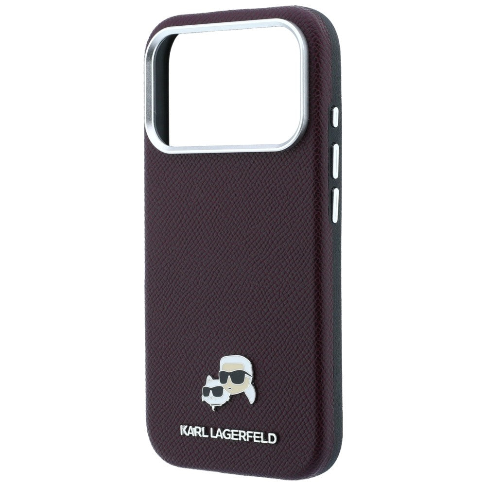 Karl Lagerfeld Grained Choupette Head Metal MagSafe case for iPhone 18 Pro Max - burgundy_5