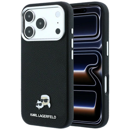 Karl Lagerfeld Grained Heads Metal MagSafe Case for iPhone 17 Pro Max / 18 Pro Max - Black_0