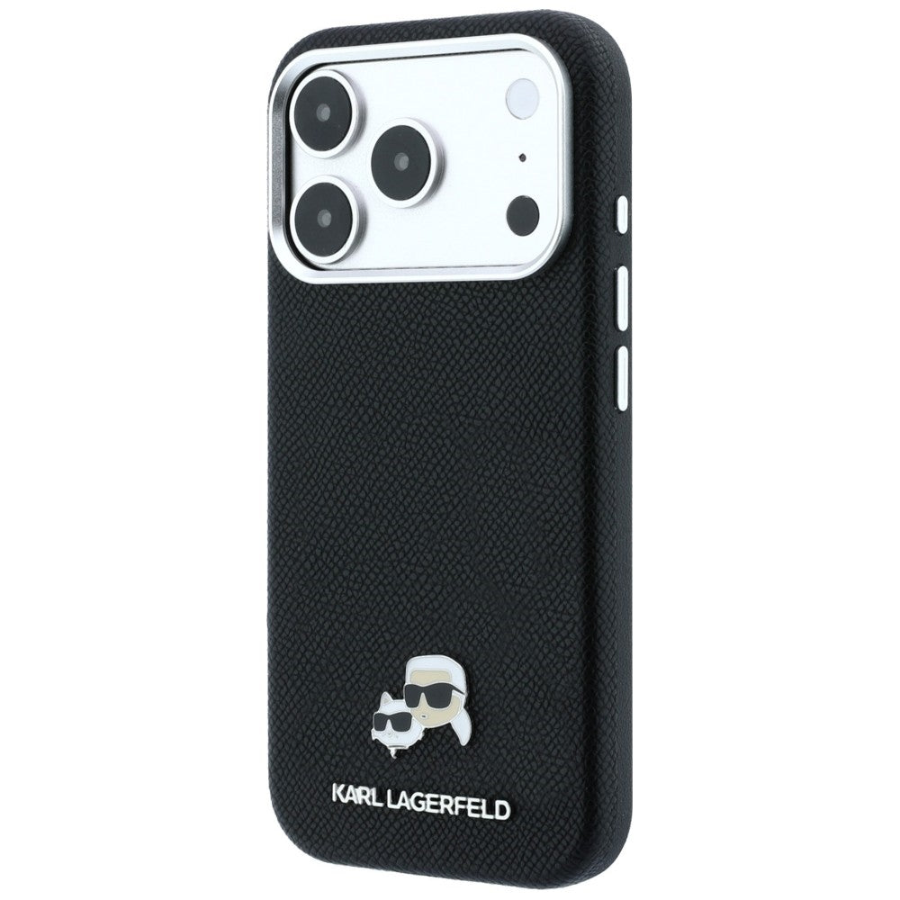 Karl Lagerfeld Grained Heads Metal MagSafe Case for iPhone 17 Pro Max / 18 Pro Max - Black_1