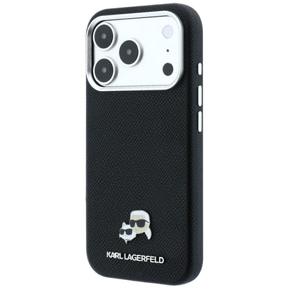 Karl Lagerfeld Grained Heads Metal MagSafe Case for iPhone 17 Pro Max / 18 Pro Max - Black_1