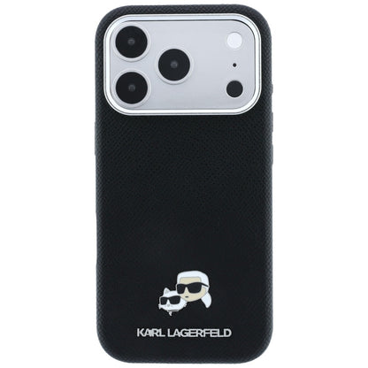 Karl Lagerfeld Grained Heads Metal MagSafe Case for iPhone 17 Pro Max / 18 Pro Max - Black_2