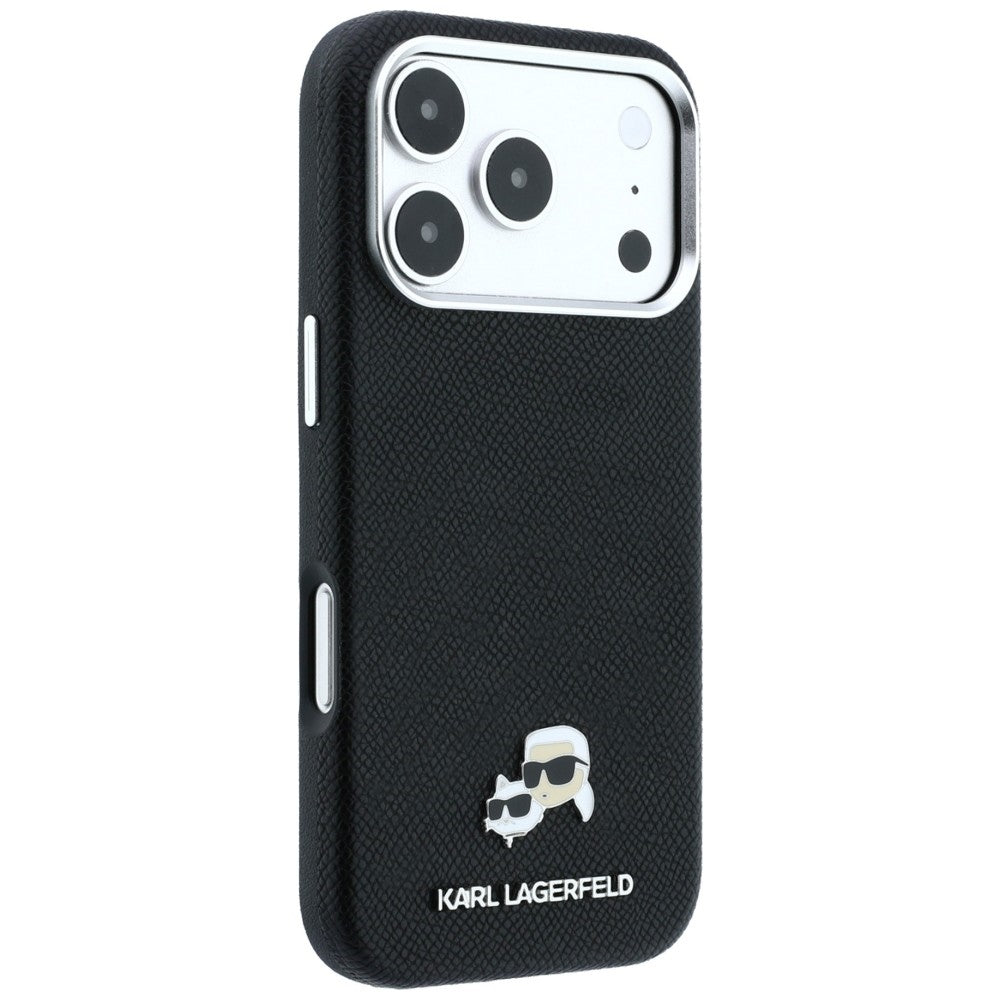 Karl Lagerfeld Grained Heads Metal MagSafe Case for iPhone 17 Pro Max / 18 Pro Max - Black_3
