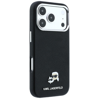 Karl Lagerfeld Grained Heads Metal MagSafe Case for iPhone 17 Pro Max / 18 Pro Max - Black_3