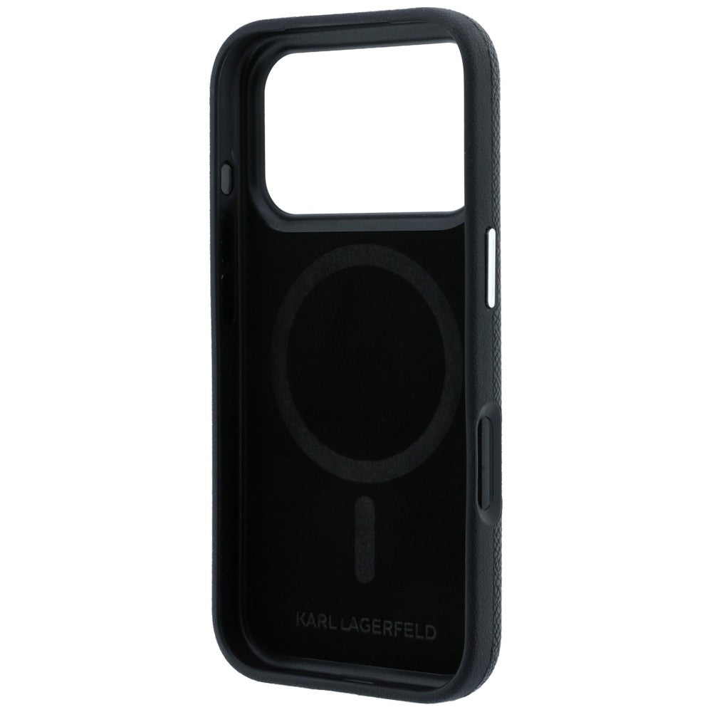 Karl Lagerfeld Grained Heads Metal MagSafe Case for iPhone 17 Pro Max / 18 Pro Max - Black_6