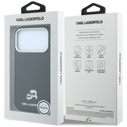 Karl Lagerfeld Grained Heads Metal MagSafe Case for iPhone 17 Pro Max / 18 Pro Max - Black_7
