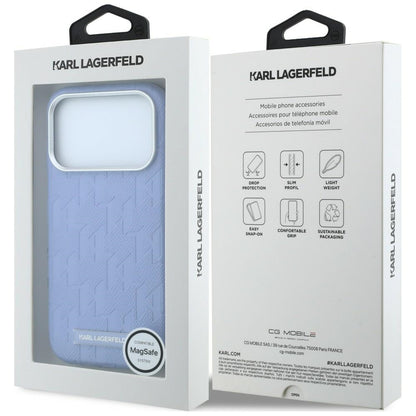Karl Lagerfeld Grained Mono Resin Logo MagSafe Case for iPhone 17 Pro / 18 Pro - Light Blue_7