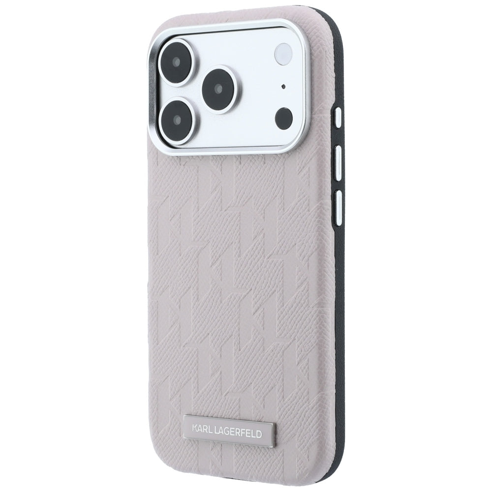 Karl Lagerfeld Grained Mono Resin Logo MagSafe Case for iPhone 17 Pro / 18 Pro - Pink_1