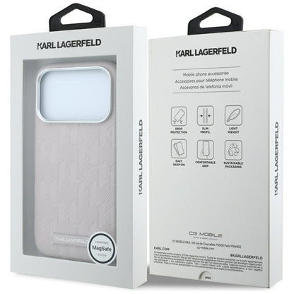 Karl Lagerfeld Grained Mono Resin Logo MagSafe Case for iPhone 17 Pro / 18 Pro - Pink_7