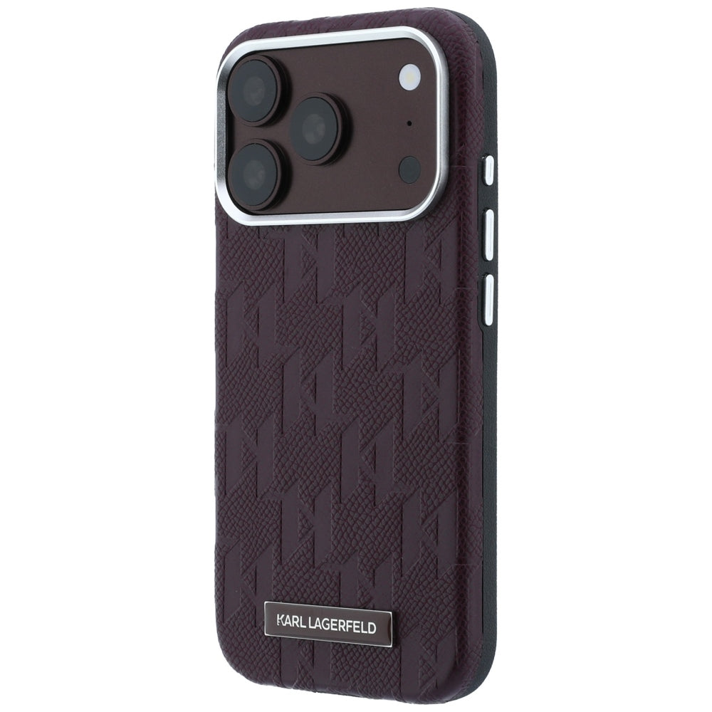 Karl Lagerfeld Grained Mono Resin Logo MagSafe Case for iPhone 17 Pro Max / 18 Pro Max - Burgundy_1