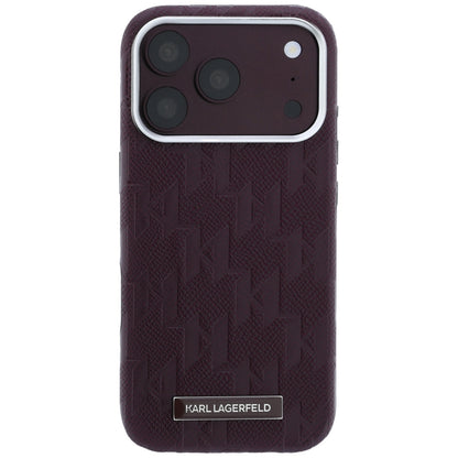 Karl Lagerfeld Grained Mono Resin Logo MagSafe Case for iPhone 17 Pro Max / 18 Pro Max - Burgundy_2