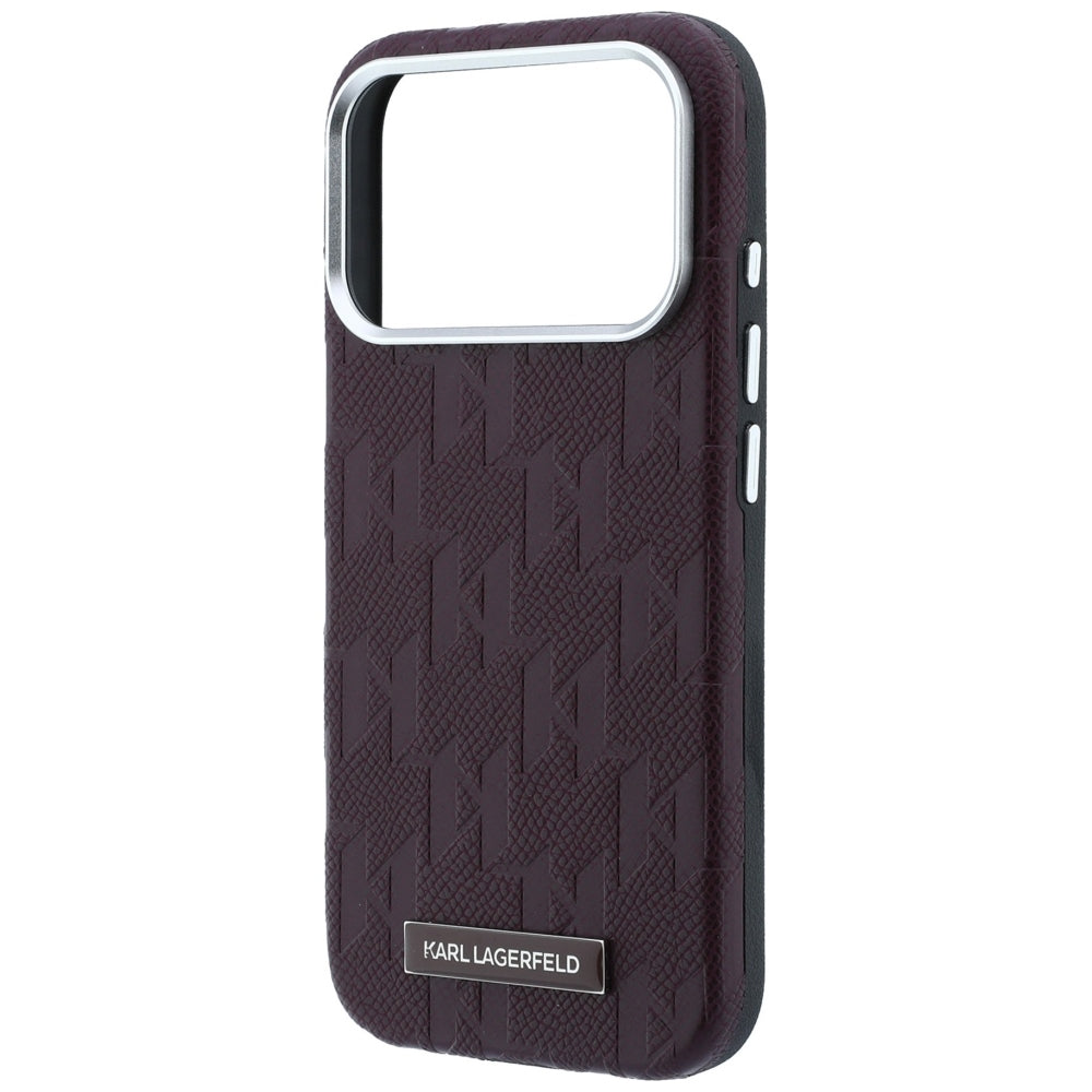 Karl Lagerfeld Grained Mono Resin Logo MagSafe Case for iPhone 17 Pro Max / 18 Pro Max - Burgundy_5