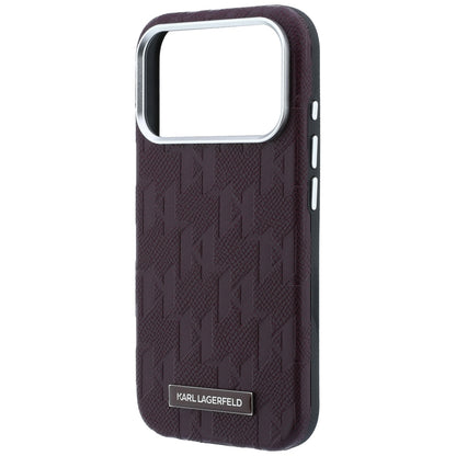 Karl Lagerfeld Grained Mono Resin Logo MagSafe Case for iPhone 17 Pro Max / 18 Pro Max - Burgundy_5