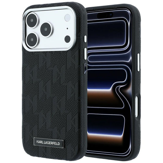 Karl Lagerfeld Grained Mono Resin Logo MagSafe Case for iPhone 17 Pro Max / 18 Pro Max - Black_0