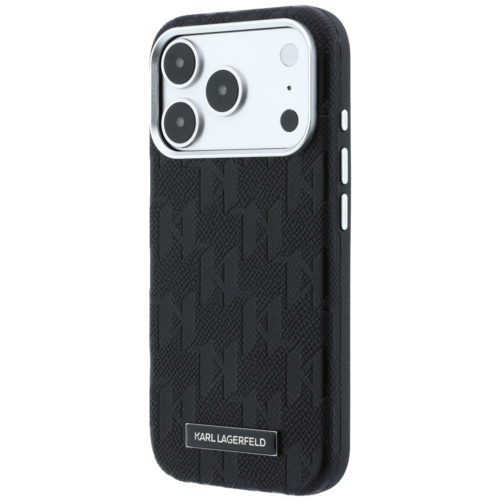 Karl Lagerfeld Grained Mono Resin Logo MagSafe Case for iPhone 17 Pro Max / 18 Pro Max - Black_1