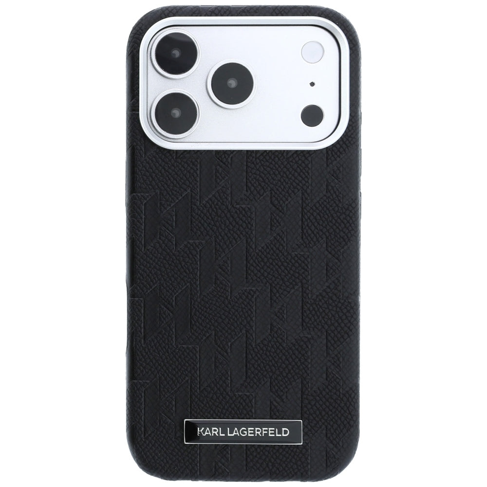 Karl Lagerfeld Grained Mono Resin Logo MagSafe Case for iPhone 17 Pro Max / 18 Pro Max - Black_2