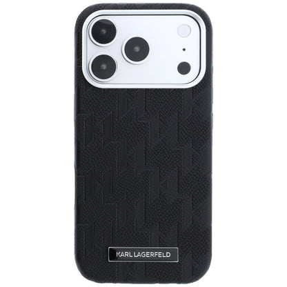 Karl Lagerfeld Grained Mono Resin Logo MagSafe Case for iPhone 17 Pro Max / 18 Pro Max - Black_2