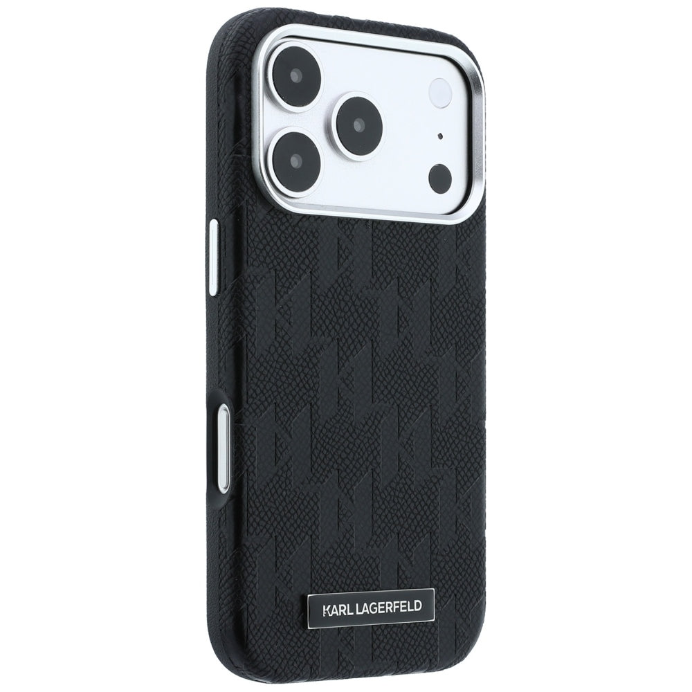 Karl Lagerfeld Grained Mono Resin Logo MagSafe Case for iPhone 17 Pro Max / 18 Pro Max - Black_3