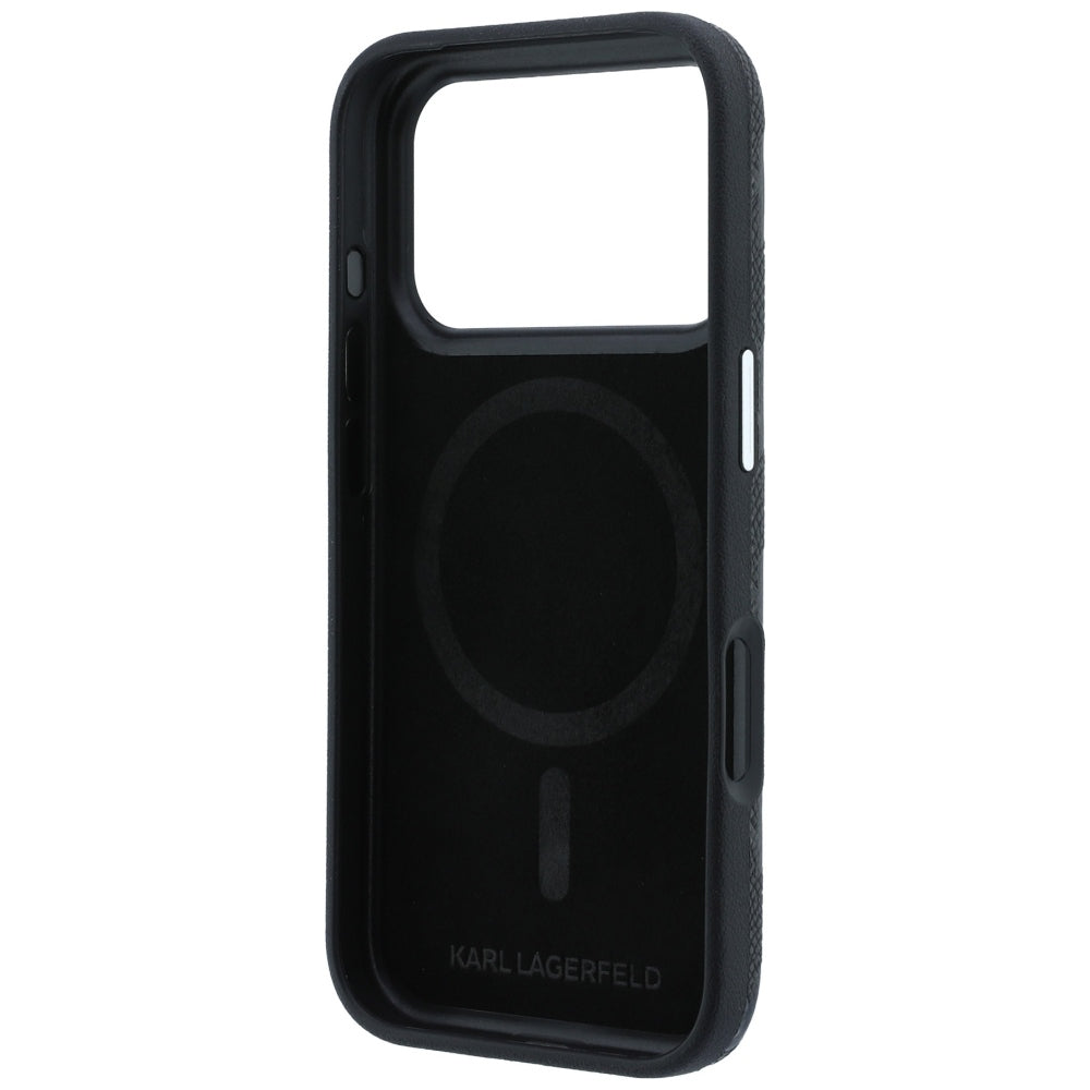 Karl Lagerfeld Grained Mono Resin Logo MagSafe Case for iPhone 17 Pro Max / 18 Pro Max - Black_6