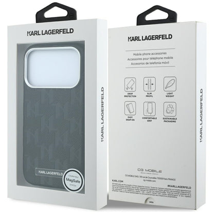Karl Lagerfeld Grained Mono Resin Logo MagSafe Case for iPhone 17 Pro Max / 18 Pro Max - Black_7