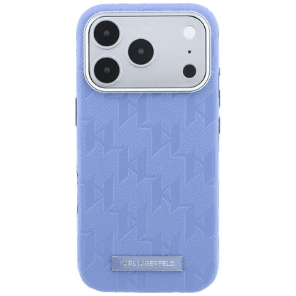 Karl Lagerfeld Grained Mono Resin Logo MagSafe Case for iPhone 17 Pro Max / 18 Pro Max - Light Blue_2