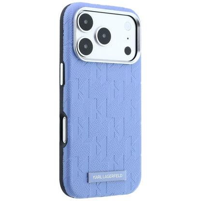 Karl Lagerfeld Grained Mono Resin Logo MagSafe Case for iPhone 17 Pro Max / 18 Pro Max - Light Blue_3
