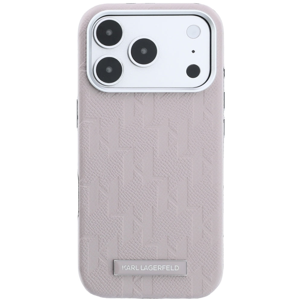 Karl Lagerfeld Grained Mono Resin Logo MagSafe Case for iPhone 17 Pro Max / 18 Pro Max - Pink_2