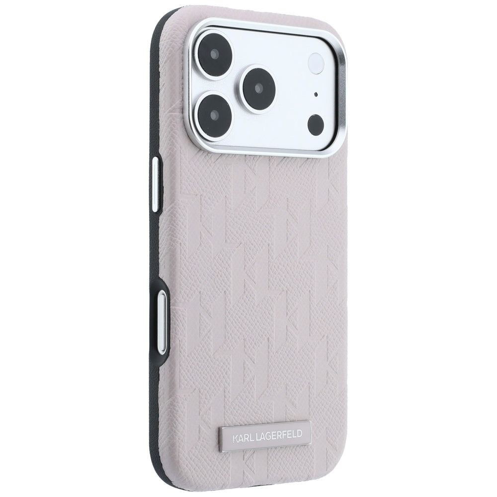 Karl Lagerfeld Grained Mono Resin Logo MagSafe Case for iPhone 17 Pro Max / 18 Pro Max - Pink_3