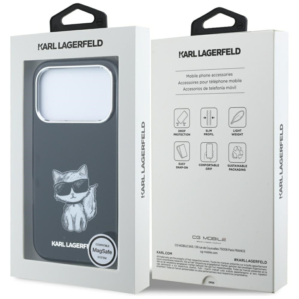 Karl Lagerfeld IML Choupette Body Sketch Print MagSafe Case for iPhone 17 Pro / 18 Pro - Black_7