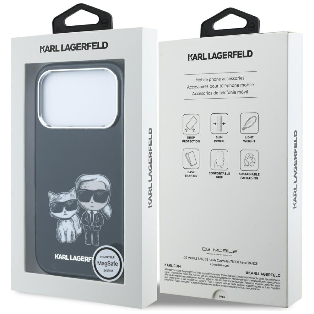 Karl Lagerfeld IML Karl&amp;Choupette Bodies Sketch Print MagSafe Case for iPhone 17 Pro / 18 Pro - Black_7