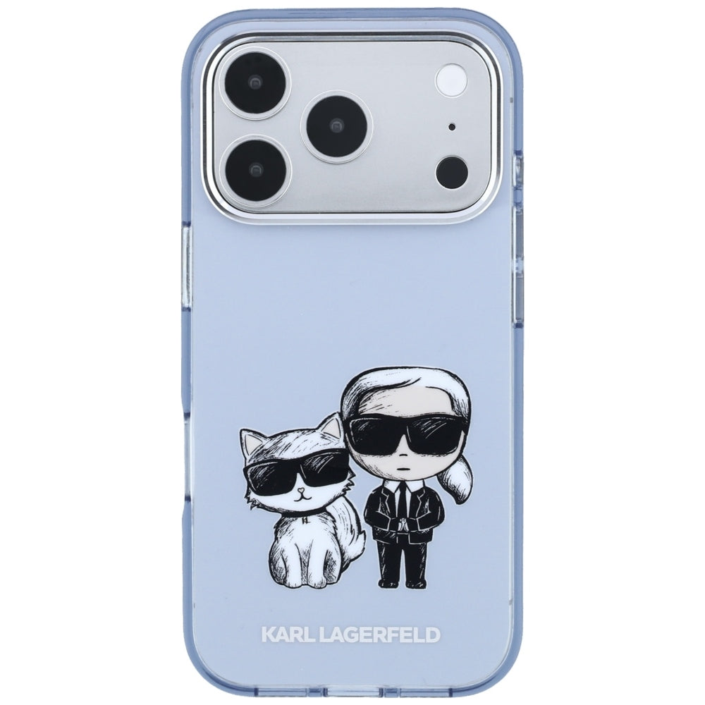 Karl Lagerfeld IML Karl&amp;Choupette Bodies Sketch Print MagSafe case for iPhone 17 Pro / 18 Pro - light blue_2