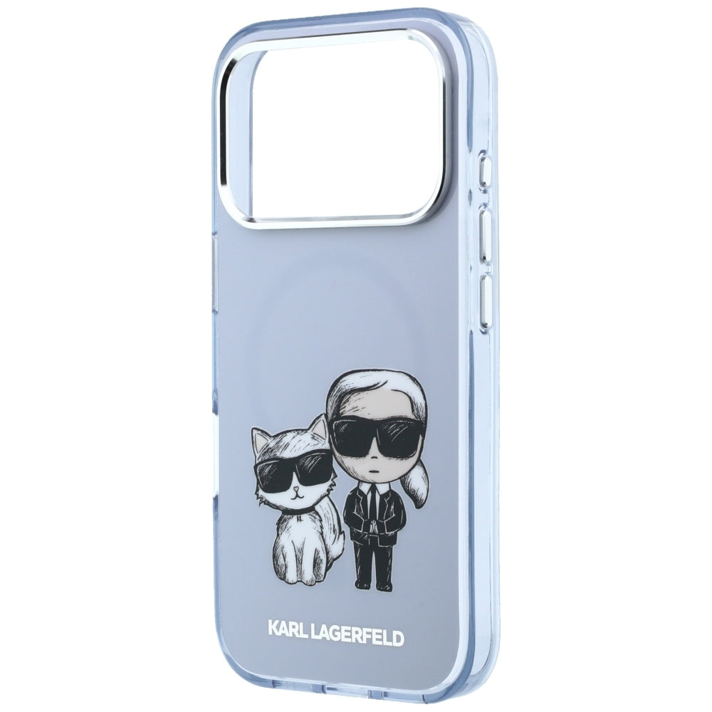 Karl Lagerfeld IML Karl&amp;Choupette Bodies Sketch Print MagSafe case for iPhone 17 Pro / 18 Pro - light blue_5
