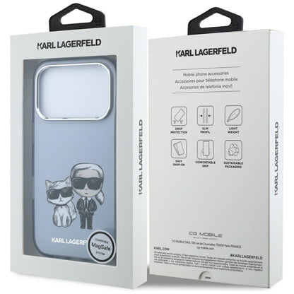 Karl Lagerfeld IML Karl&amp;Choupette Bodies Sketch Print MagSafe case for iPhone 17 Pro Max / 18 Pro Max - light blue_7
