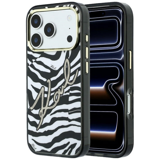 Karl Lagerfeld IML Signature Zebra Glitter MagSafe Case for iPhone 17 Pro / 18 Pro - Gold_0
