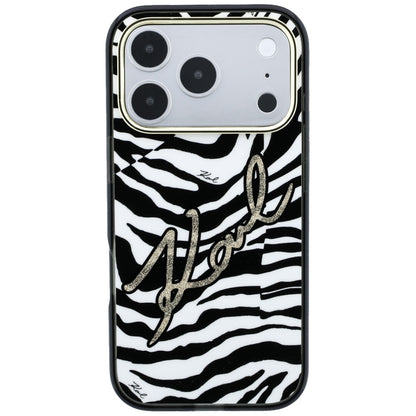Karl Lagerfeld IML Signature Zebra Glitter MagSafe Case for iPhone 17 Pro / 18 Pro - Gold_2