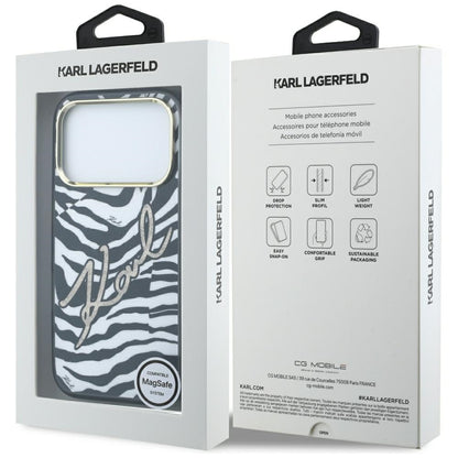 Karl Lagerfeld IML Signature Zebra Glitter MagSafe Case for iPhone 17 Pro / 18 Pro - Gold_7