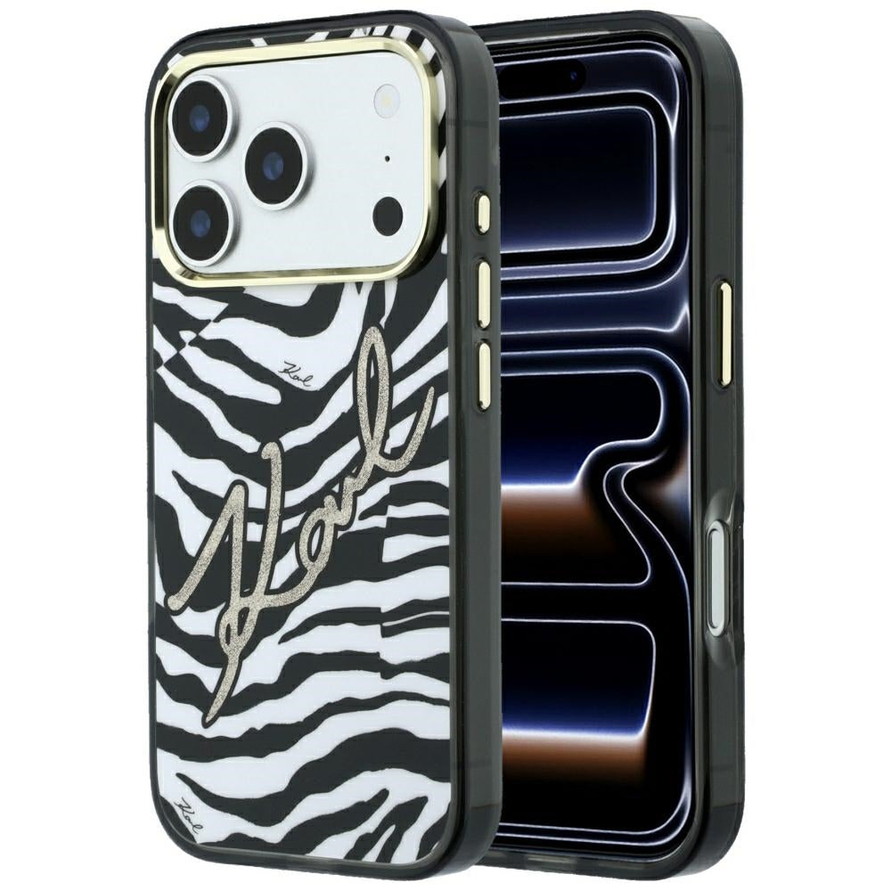 Karl Lagerfeld IML Signature Zebra Glitter MagSafe Case for iPhone 17 Pro Max / 18 Pro Max - Gold_0