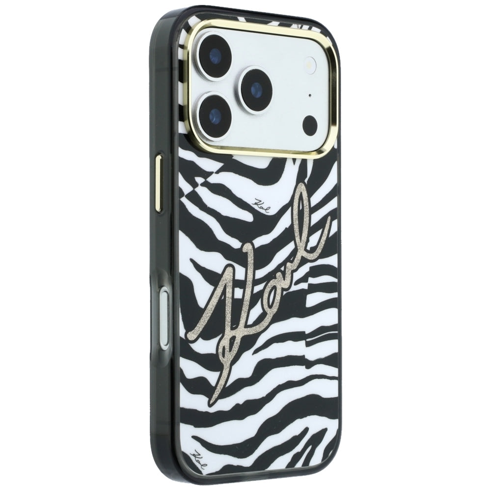 Karl Lagerfeld IML Signature Zebra Glitter MagSafe Case for iPhone 17 Pro Max / 18 Pro Max - Gold_3