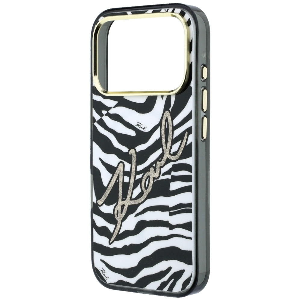 Karl Lagerfeld IML Signature Zebra Glitter MagSafe Case for iPhone 17 Pro Max / 18 Pro Max - Gold_5