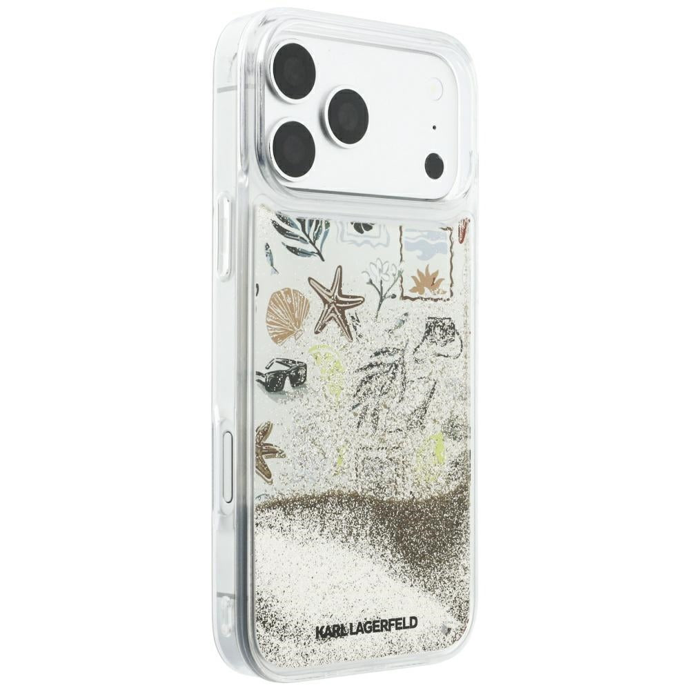Karl Lagerfeld Liquid Glitter Beach &amp; Sand Case for iPhone 17 Pro Max / 18 Pro Max - Beige_3