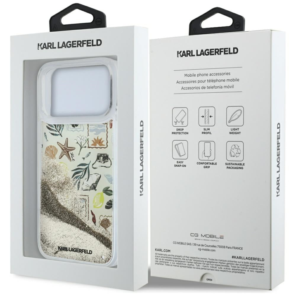 Karl Lagerfeld Liquid Glitter Beach &amp; Sand Case for iPhone 17 Pro Max / 18 Pro Max - Beige_7