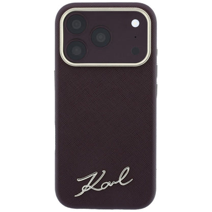 Karl Lagerfeld Saffiano Small Script Metal Logo MagSafe case for iPhone 17 Pro / 18 Pro - burgundy_2