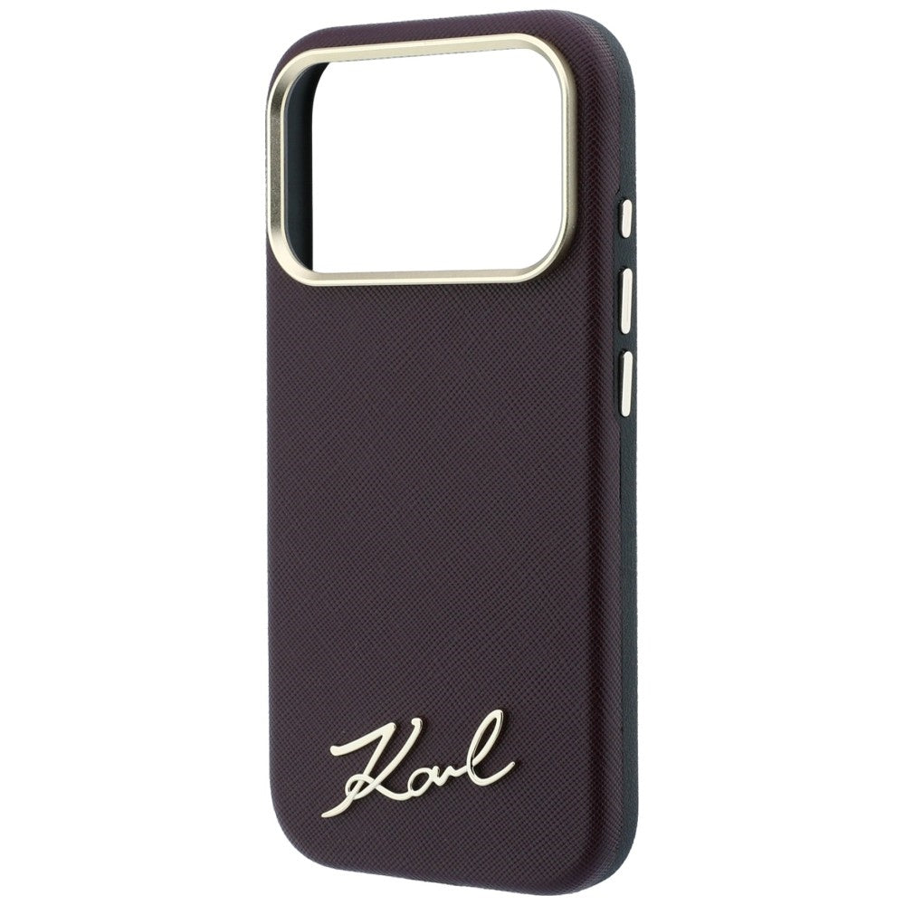 Karl Lagerfeld Saffiano Small Script Metal Logo MagSafe case for iPhone 17 Pro / 18 Pro - burgundy_5
