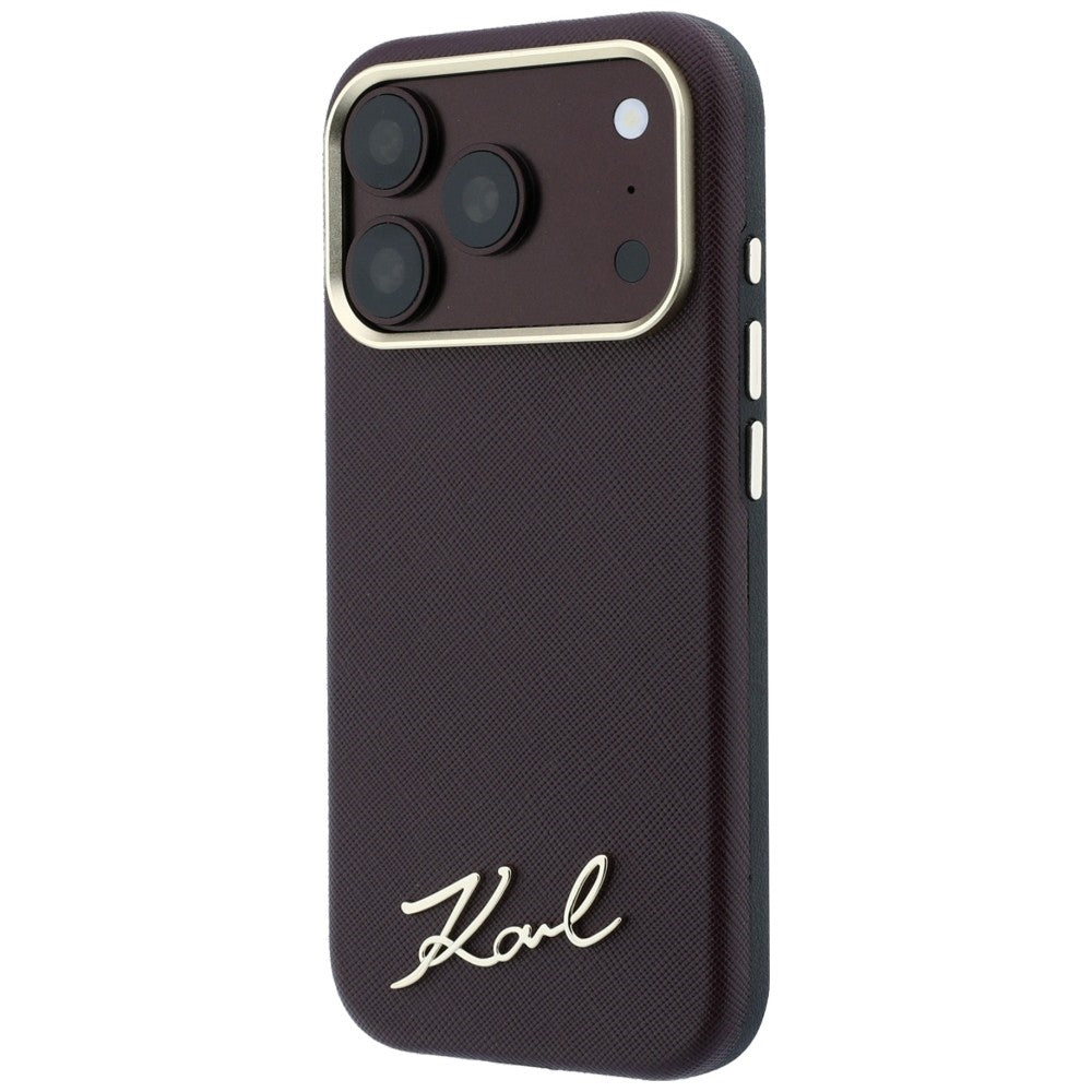 Karl Lagerfeld Saffiano Small Script Metal Logo MagSafe Case for iPhone 17 Pro Max / 18 Pro Max - Burgundy_1