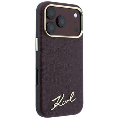 Karl Lagerfeld Saffiano Small Script Metal Logo MagSafe Case for iPhone 17 Pro Max / 18 Pro Max - Burgundy_3