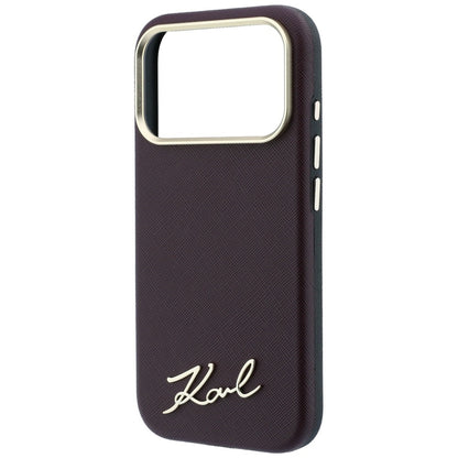 Karl Lagerfeld Saffiano Small Script Metal Logo MagSafe Case for iPhone 17 Pro Max / 18 Pro Max - Burgundy_5