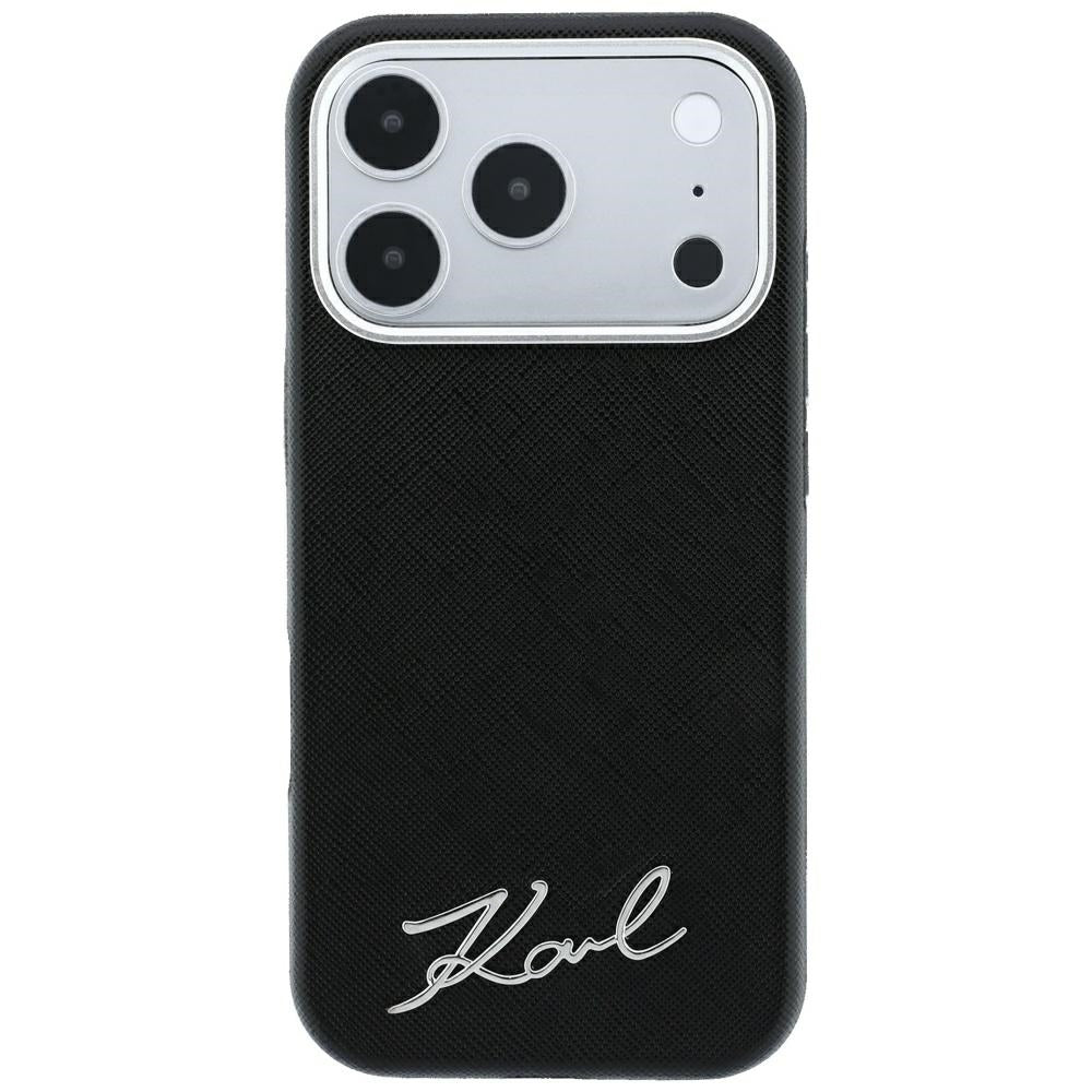 Karl Lagerfeld Saffiano Small Script Metal Logo MagSafe Case for iPhone 17 Pro Max / 18 Pro Max - Black_2