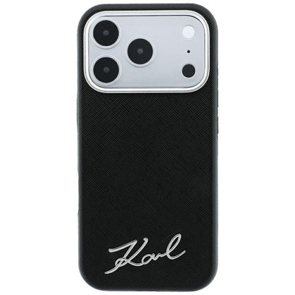 Karl Lagerfeld Saffiano Small Script Metal Logo MagSafe Case for iPhone 17 Pro Max / 18 Pro Max - Black_2