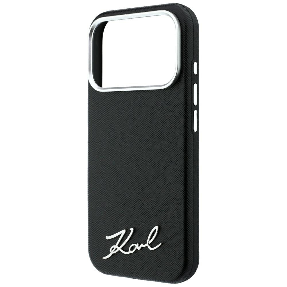 Karl Lagerfeld Saffiano Small Script Metal Logo MagSafe Case for iPhone 17 Pro Max / 18 Pro Max - Black_5