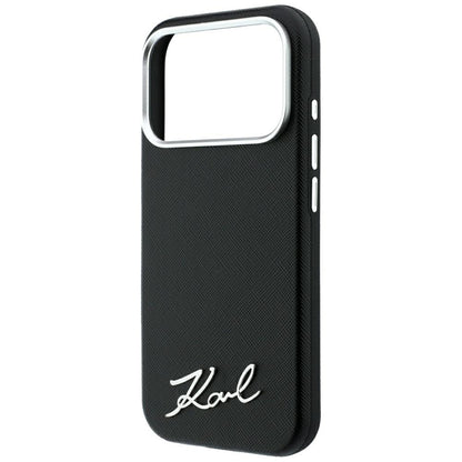 Karl Lagerfeld Saffiano Small Script Metal Logo MagSafe Case for iPhone 17 Pro Max / 18 Pro Max - Black_5